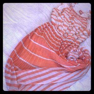 Coral and off-white dress